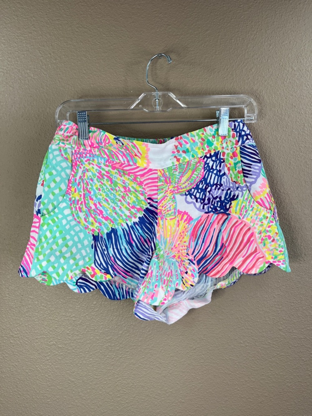 Vibrant Multi-Color Scallop Hem Women’s Shorts